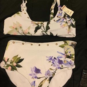 Floral high waisted bathing suit